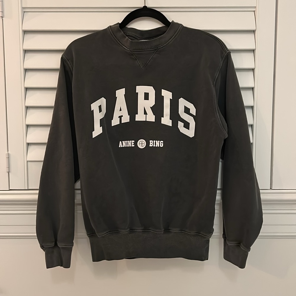 Iconic ark gray Anine Bing “Paris” sweatshirt